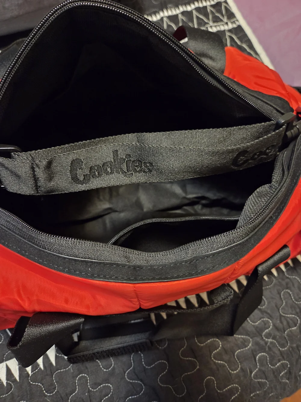 Cookies Red Quilted Duffel Bag for Men